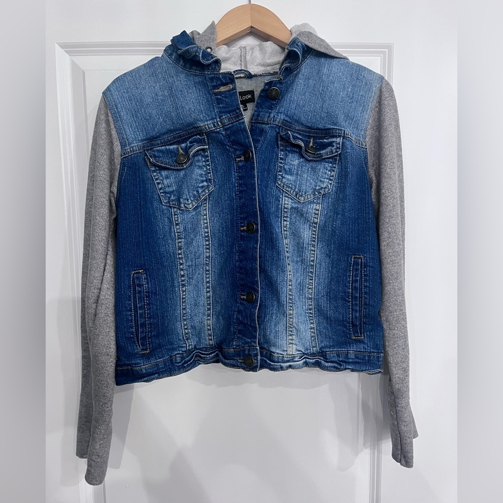 New Look Blue Denim Jacket with Gray Sleeves